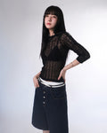 Lace Longsleeves Top - Black