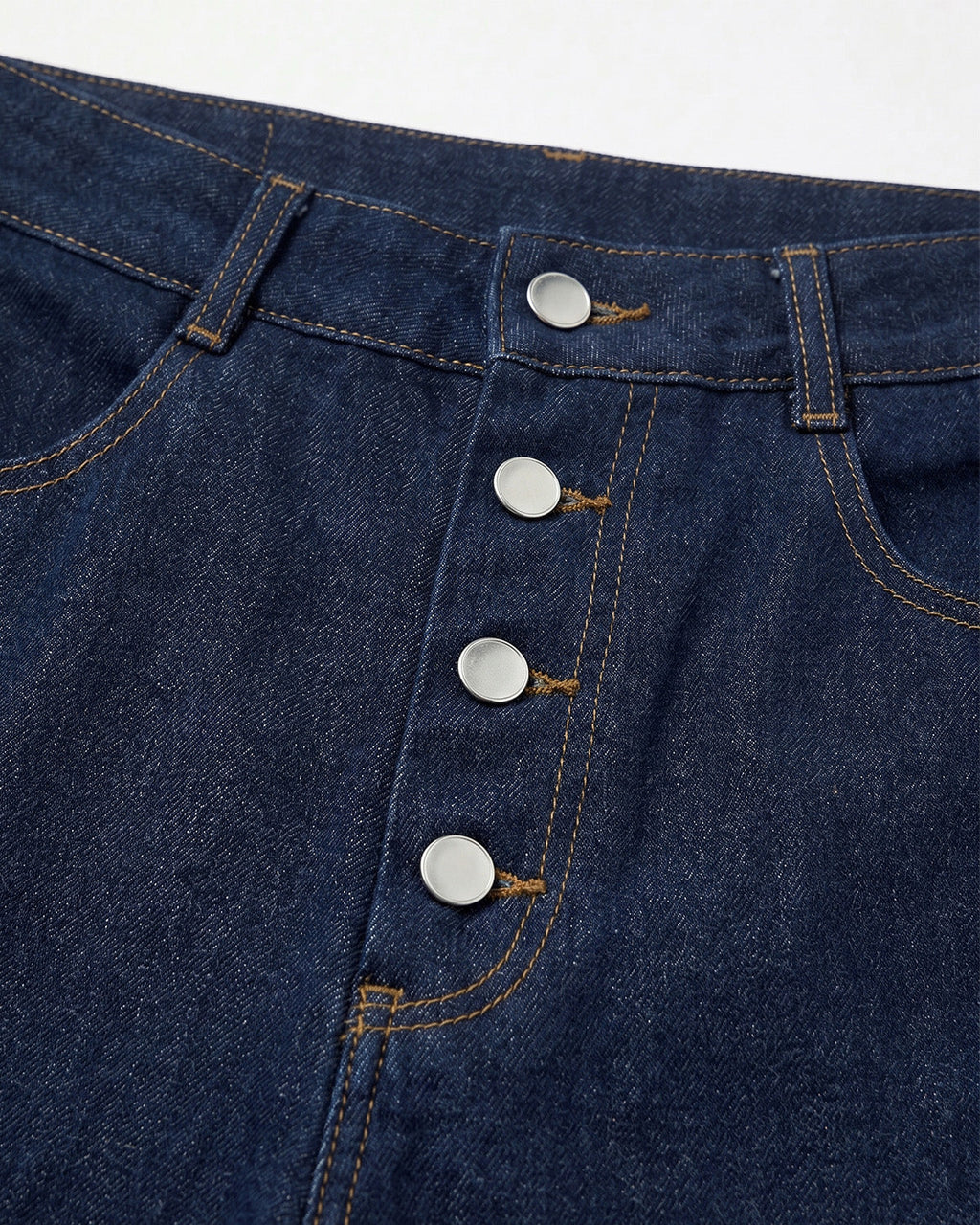 Button Denim Shorts