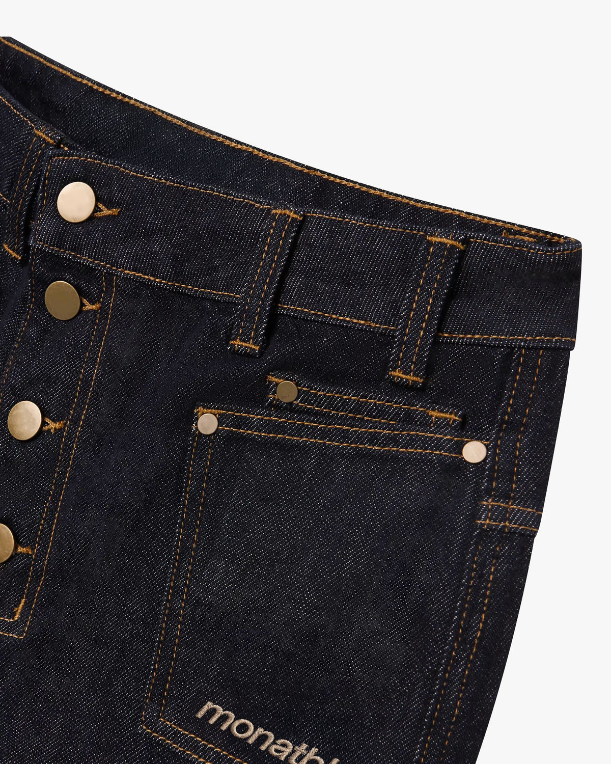 Button Detail Raw Jeans