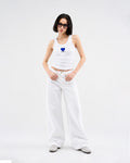 เสื้อกล้ามลายหัวใจคู่สีขาว