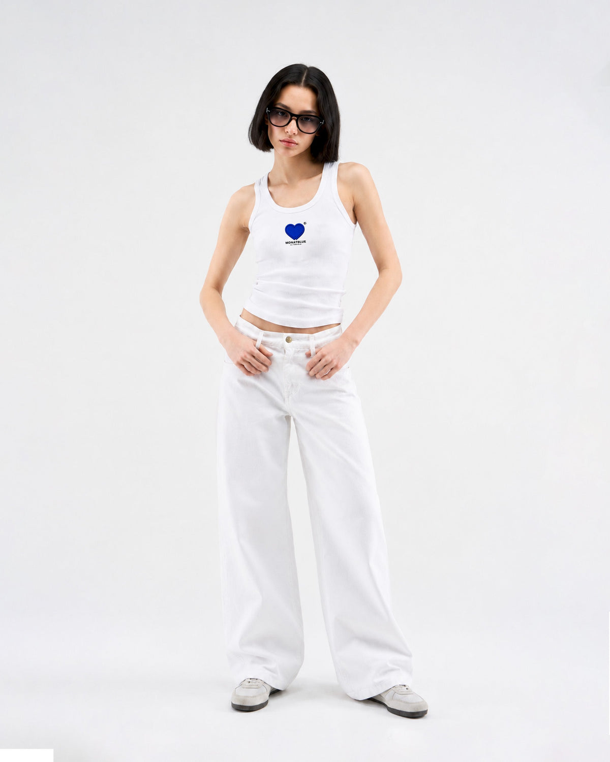 White Twin Heart Tanktop