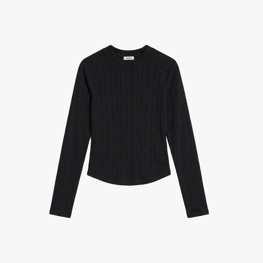 Lace Longsleeves Top - Black